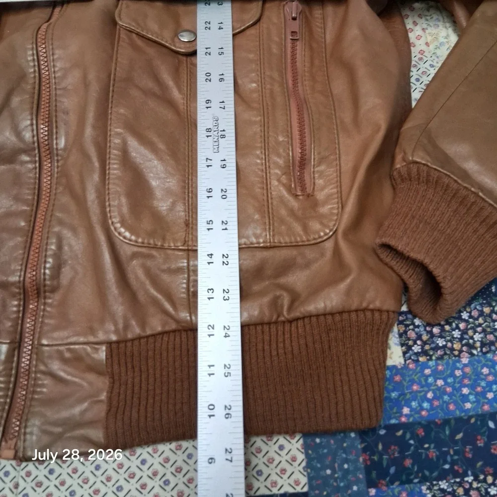 Vintage 80s Bermans Mens 48X Tan Leather Utility Bomber Removable Liner